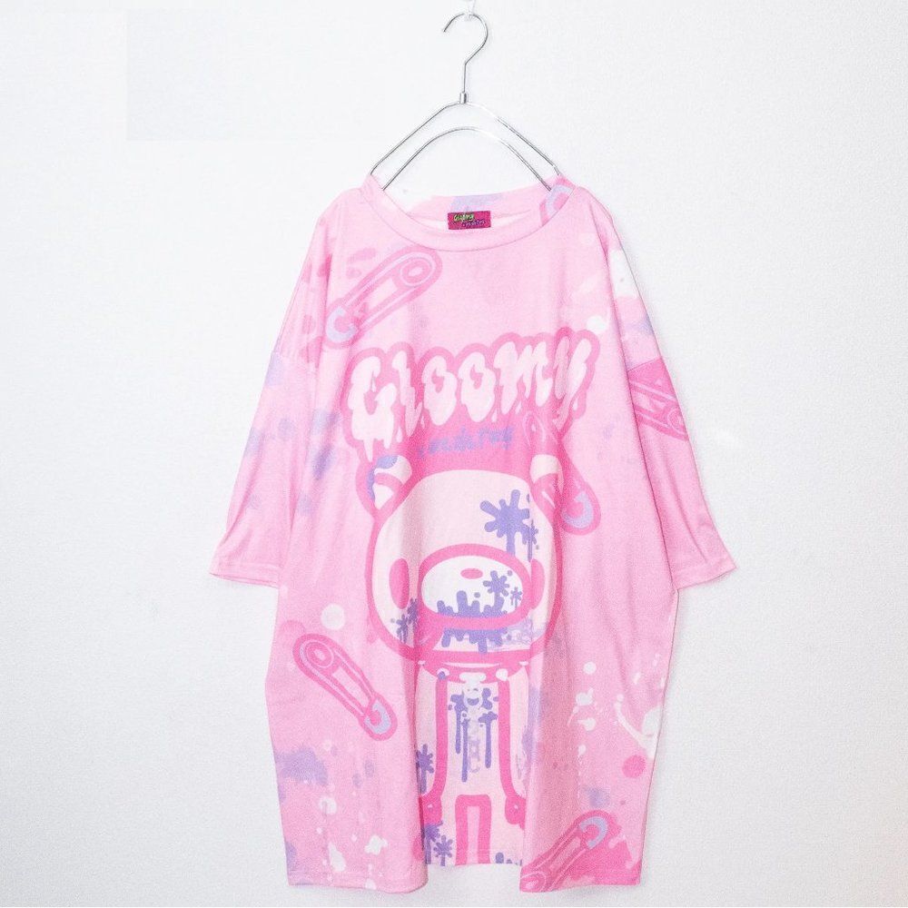 Gloomy Bear Pink & Purple Graphic XXL T shirt Mens Unisex Sizing